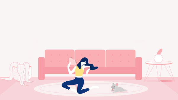 illustration of a woman fanning herself on the floor of a hot, humid living room