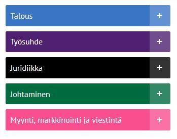 Kuvakaappaus ammattikirjastoon kuuluvien e-kirjojen aiheista