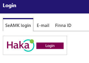 SeAMK-Finna login alternatives.