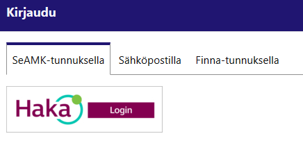 SeAMK-Finnan kirjautumisvaihtoehdot.
