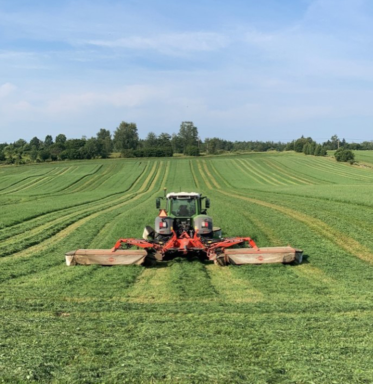 A tractor in the field.