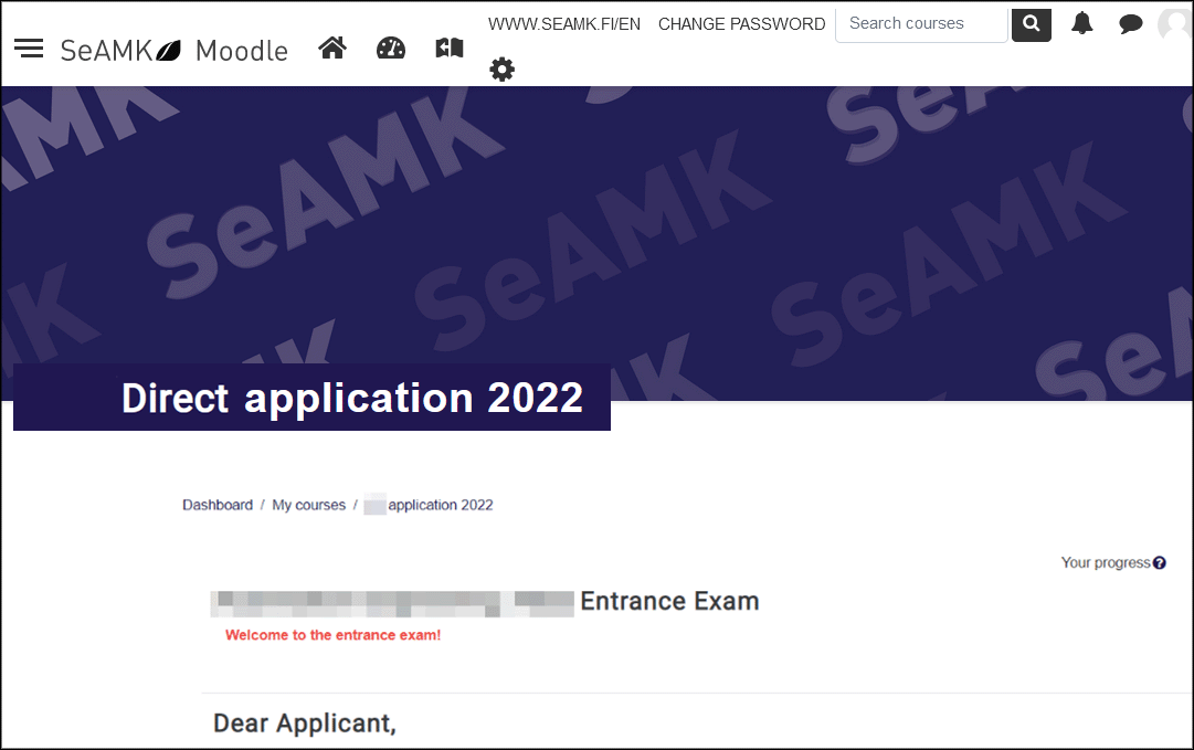 How to access the SeAMK Direct application course - Jelppari