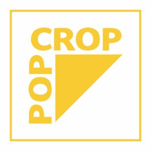 Popcrop -yrityksen keltainen logo.