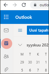 Kalenterin kuvake selaimen vasemmassa reunassa