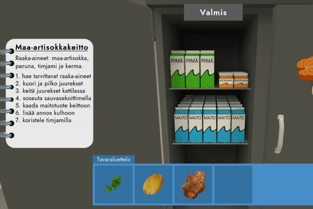 Kokin pakopelissä pelaaja valmistaa maa-artisokkakeittoa.