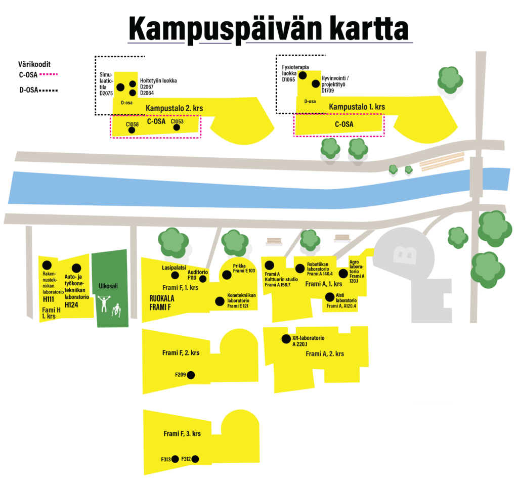 SeAMK Kampuspäivän kartta.