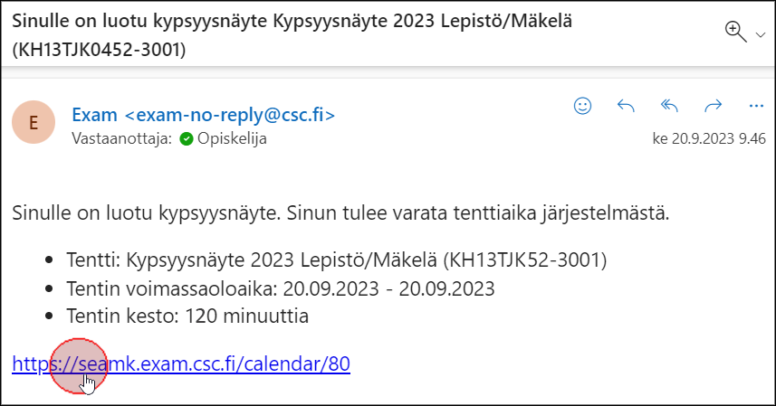 Linkki kypsyysnäytteeseen ilmoittautumiseen