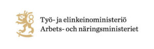 Leijonalogo ja teksti Työ- ja elinkeinoministeriö