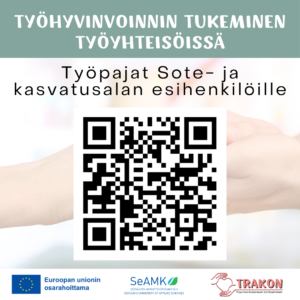 Työhyvinvoinnin tukeminen työyhteisöissä työpajojen mainos QR koodilla