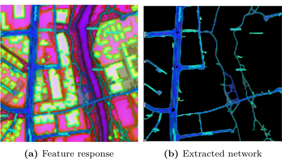 Two different maps (feature response and extracted network)