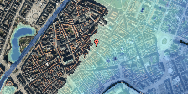 Stomflod og havvand på Niels Hemmingsens Gade 32A, kl. 4, 1153 København K