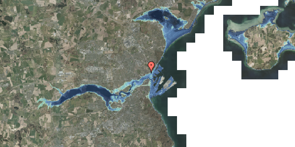 Stomflod og havvand på Nørre Allé 42C, 8000 Aarhus C