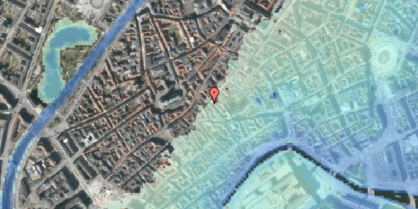 Stomflod og havvand på Klosterstræde 19, 1157 København K
