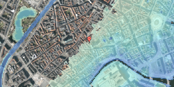 Stomflod og havvand på Klosterstræde 12, 1157 København K