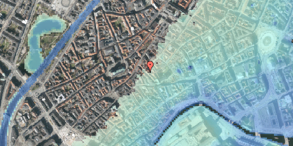 Stomflod og havvand på Klosterstræde 18, 1157 København K