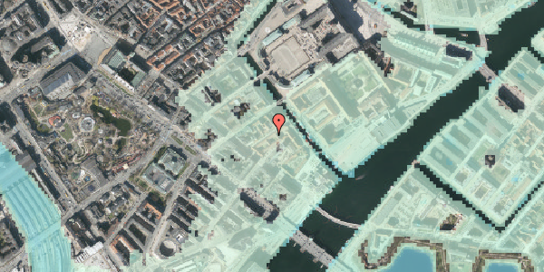 Stomflod og havvand på Frederiksholms Kanal 26, 1220 København K