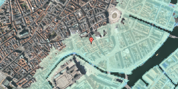 Stomflod og havvand på Nikolaj Plads 25, 1067 København K