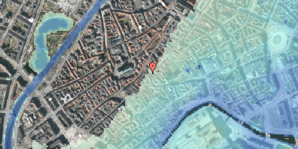 Stomflod og havvand på Klosterstræde 21A, 4. tv, 1157 København K