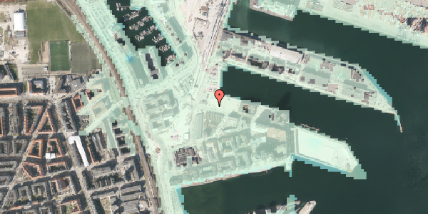 Stomflod og havvand på Helsinkigade 11, 2150 Nordhavn