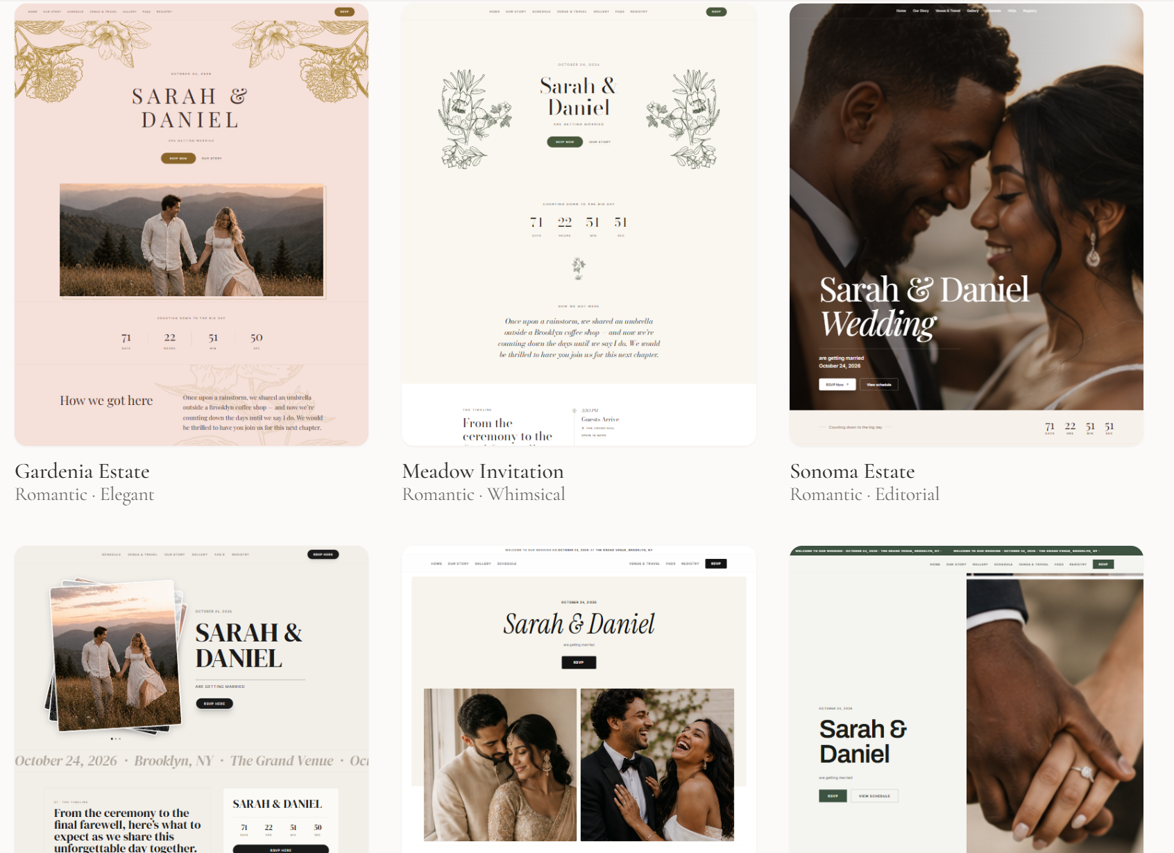 Wedding website builder for venues connected to a planning portal