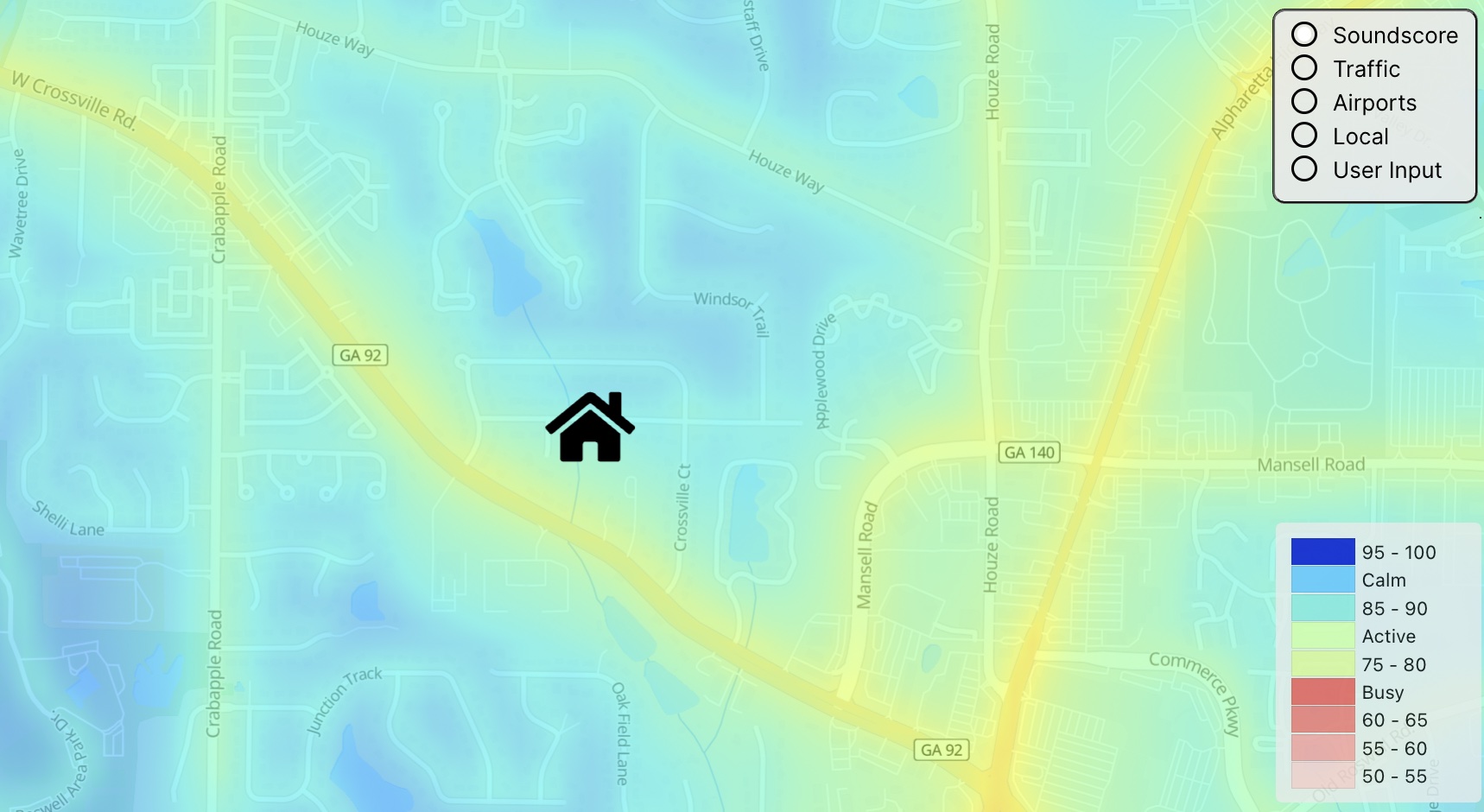 Quiet residential street in Putting Green