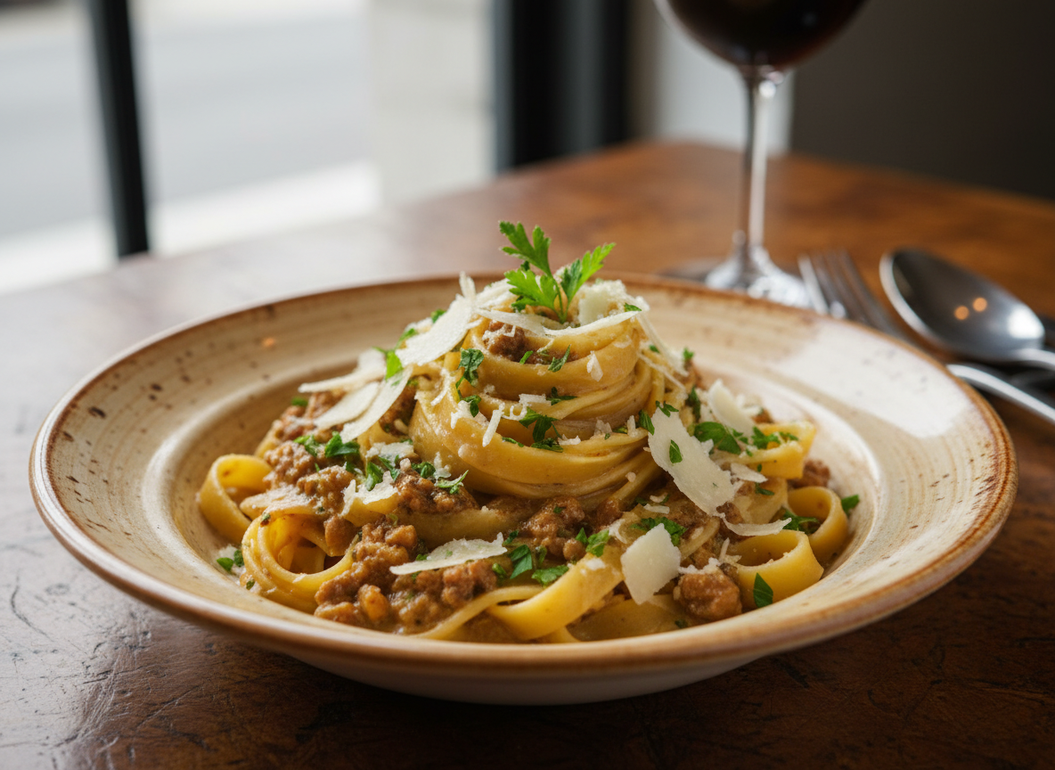 Tagliatelle with White Bolognese