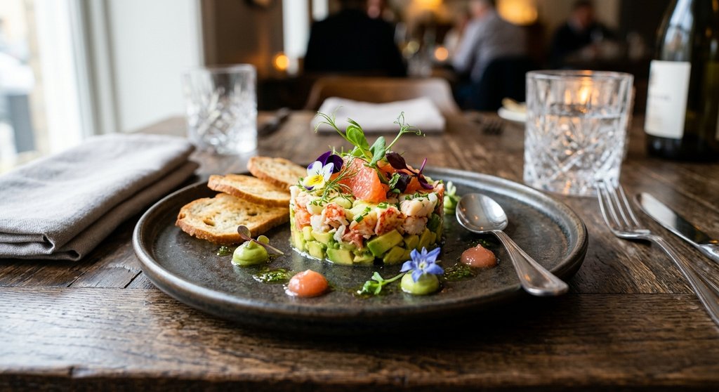 Avocado, crayfish and grapefruit tartare