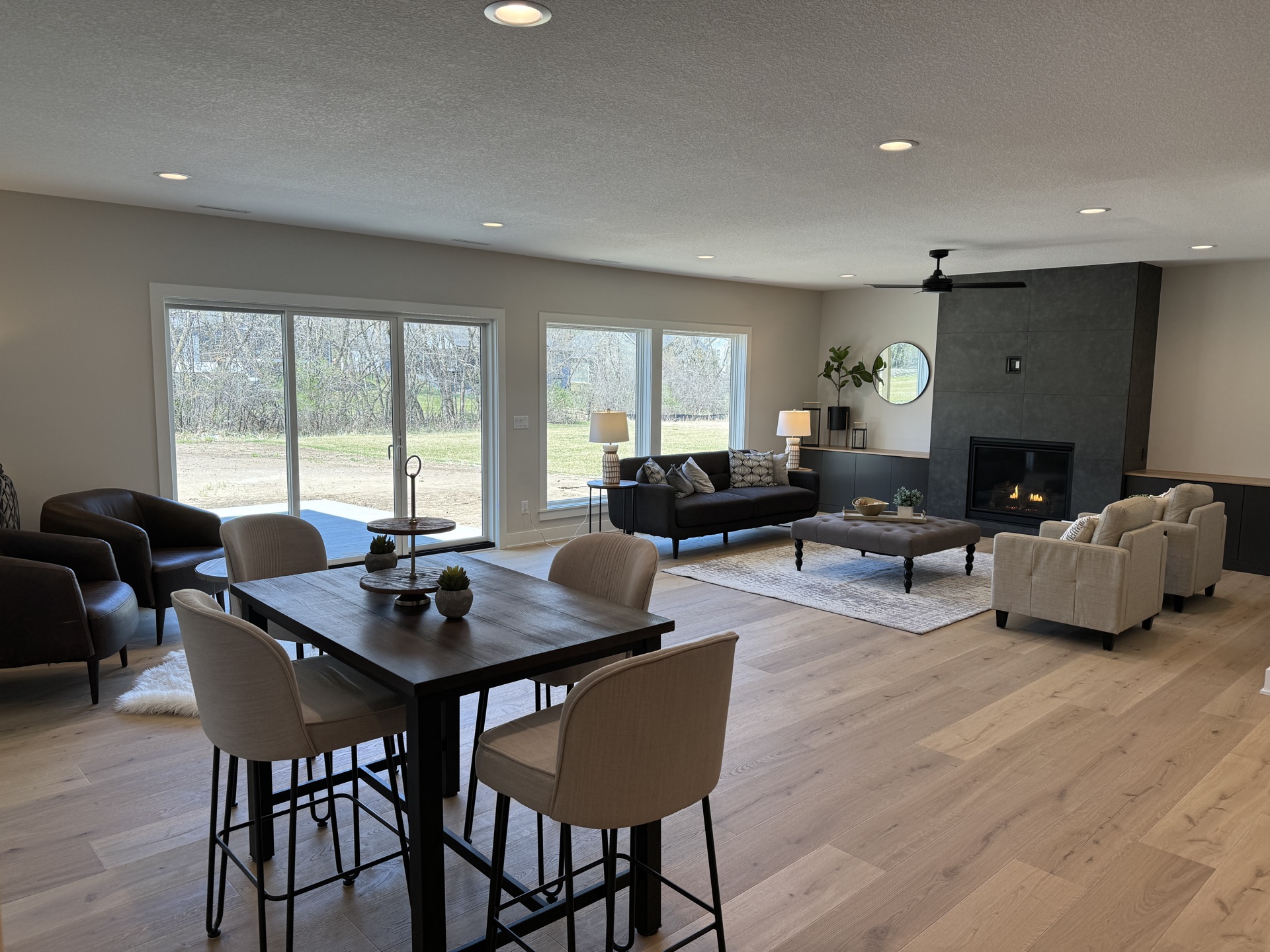 Custom home open concept living area
