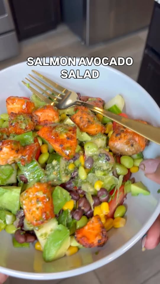 Summer Salmon Salad with Lemon Basil Dressing