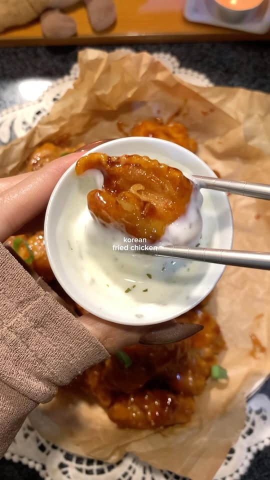 Ultra-Crispy Korean Fried Chicken with Honey Gochujang Sauce and Ranch Dip