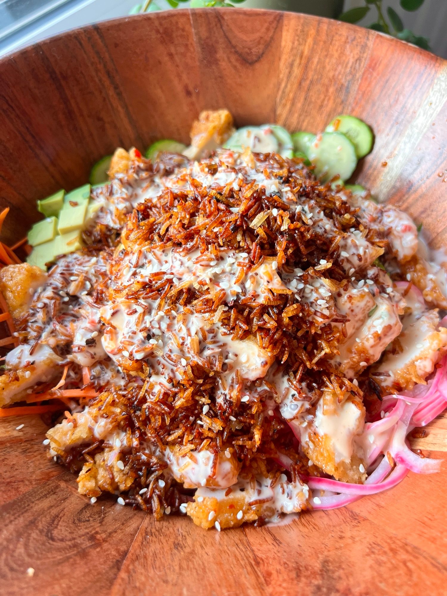 Bang Bang Chicken Crispy Rice Salad