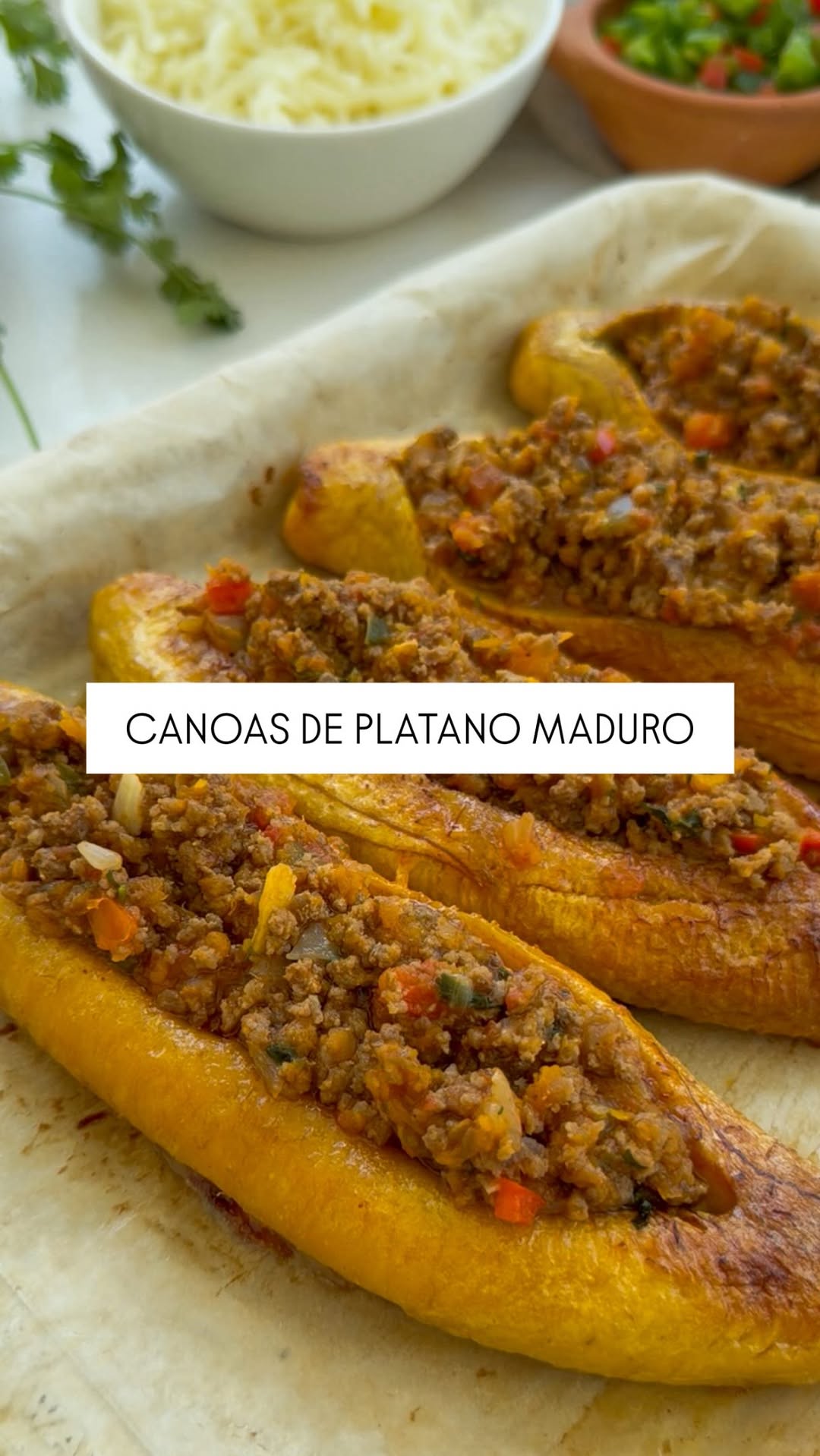 Ripe Plantain Canoes Stuffed with Meat and Cheese