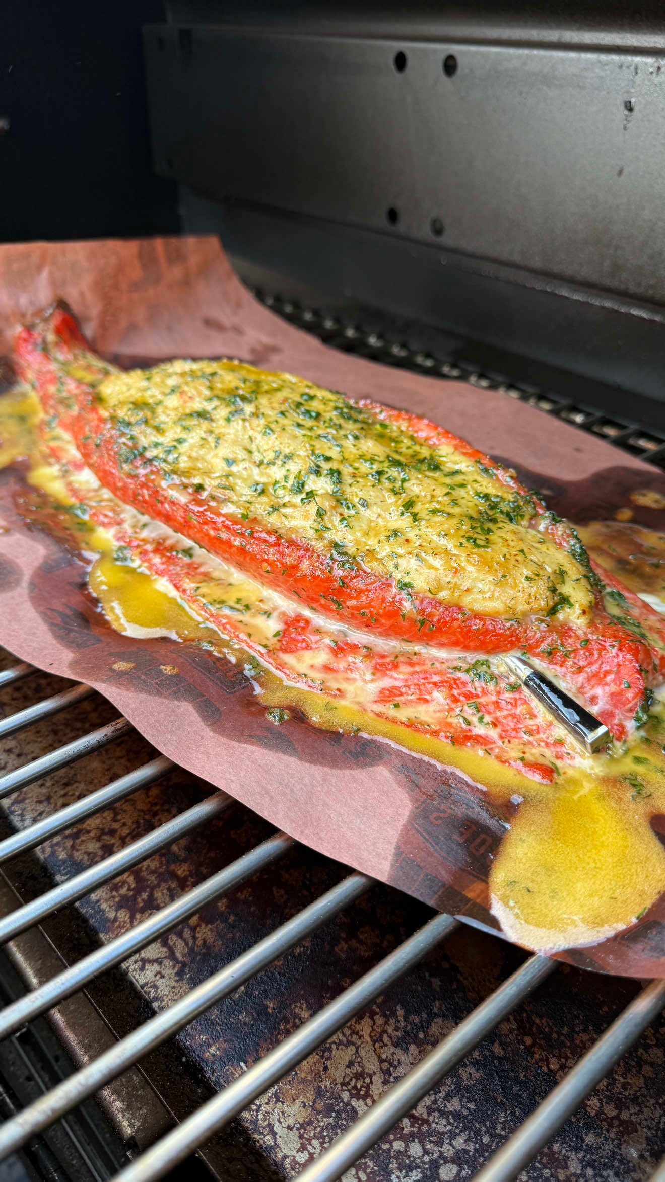 Smoked Crab-Stuffed Salmon with Honey Herb Butter Sauce