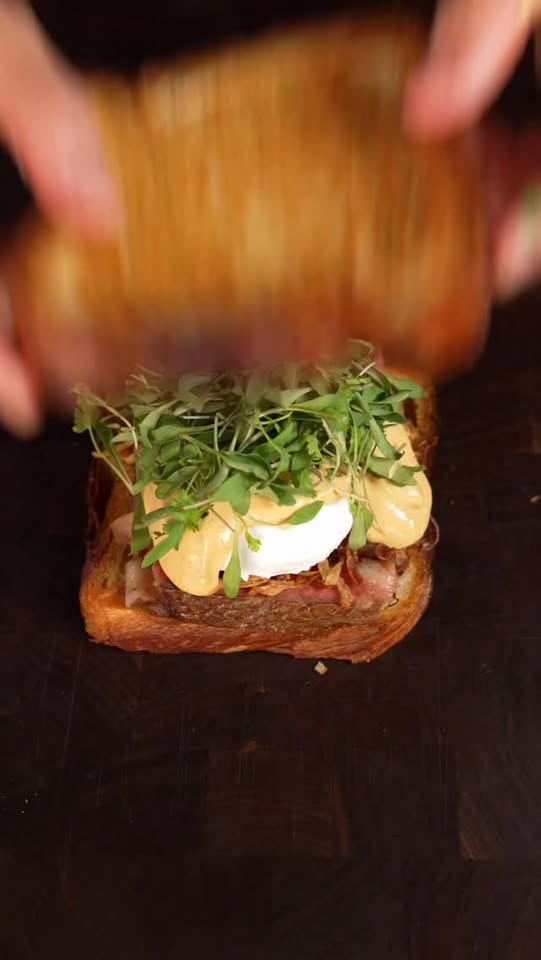 Steak and Eggs Benedict Sandwich