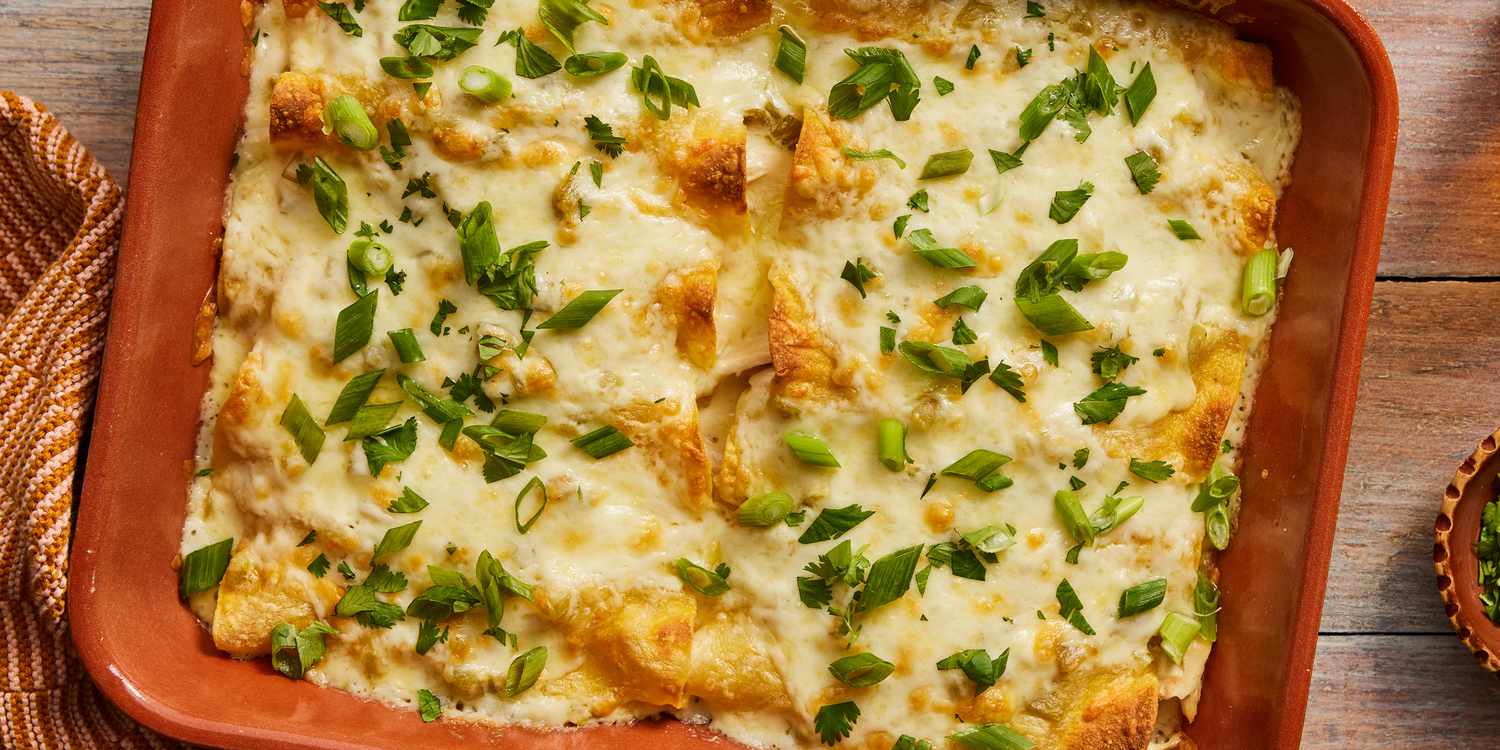 Chicken Enchiladas with Creamy Green Chile Sauce
