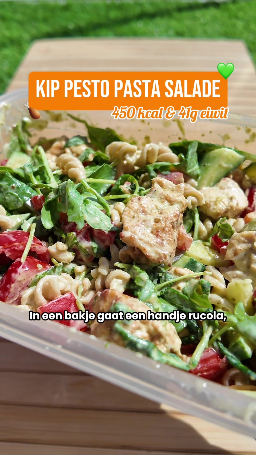 High-Protein Chicken Pesto Pasta Salad