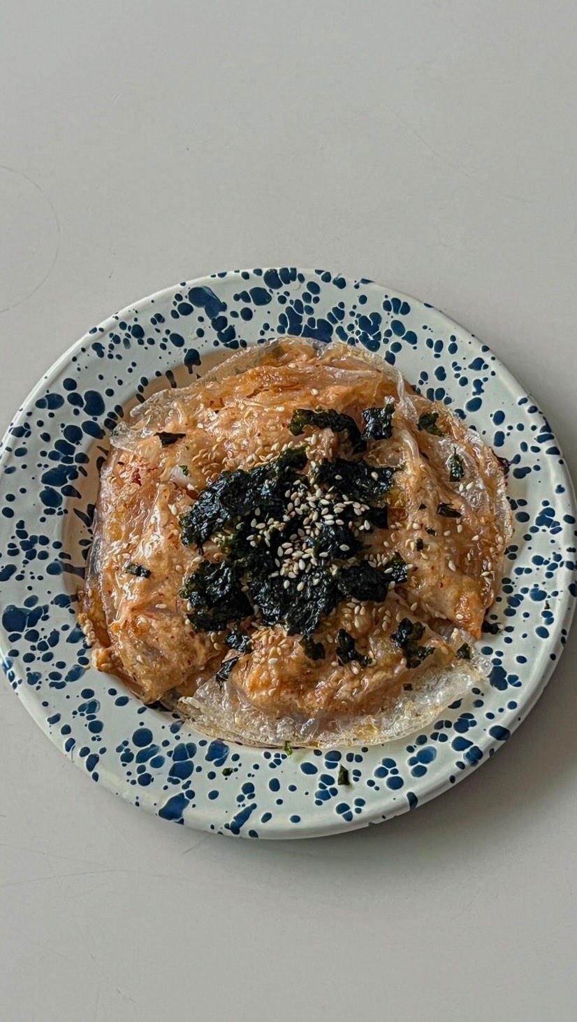 Flourless Kimchi Enoki Pancakes