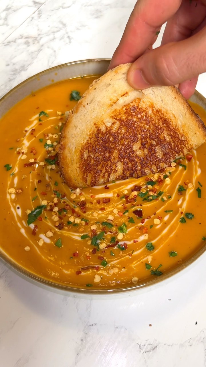 Butternut Squash Soup with Cheese Toast