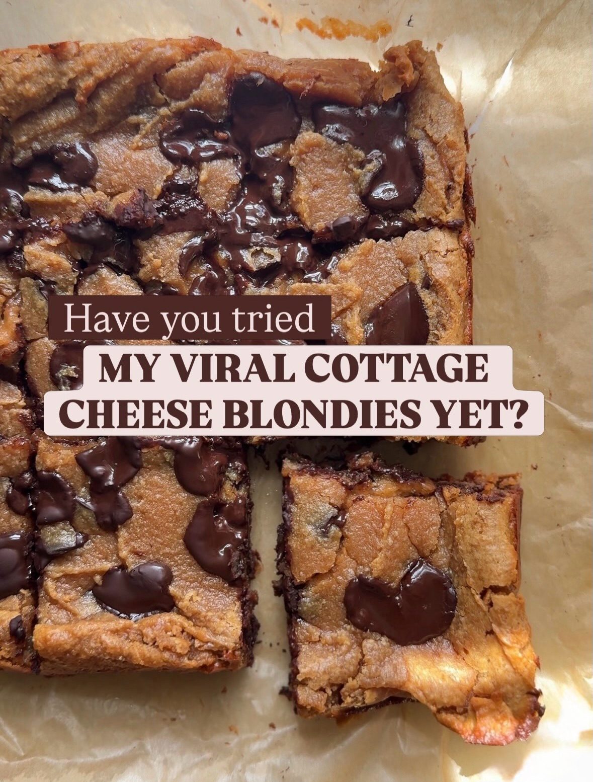 Gooey Cottage Cheese Blondies