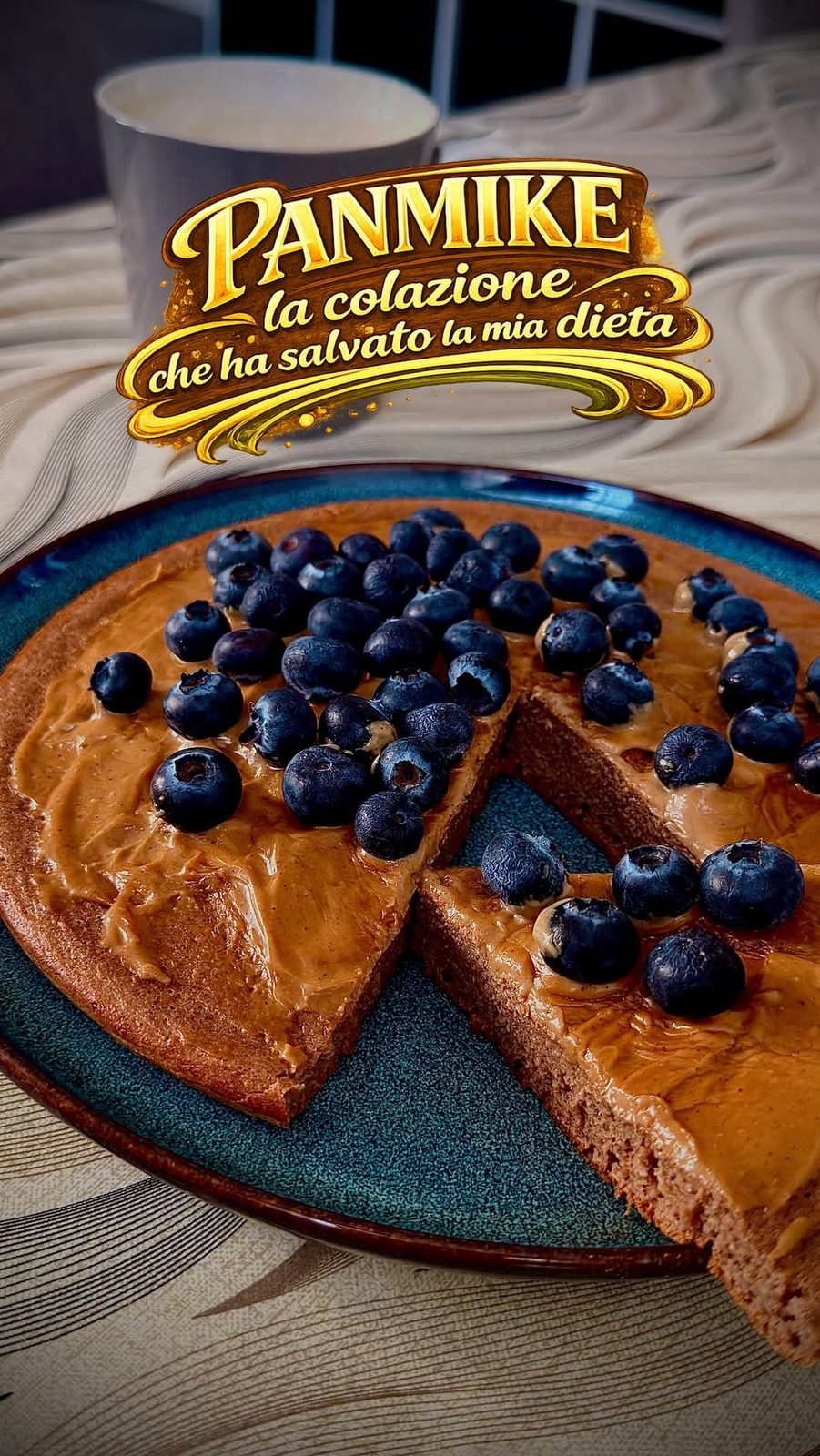Cocoa Pancake with Peanut Butter and Blueberries