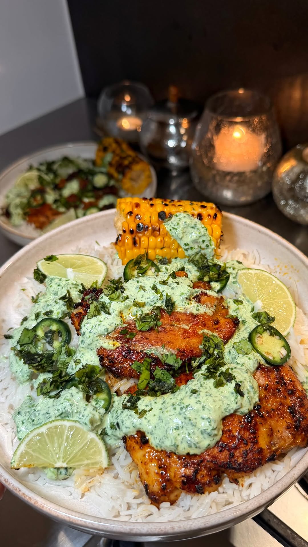 Peruvian Style Chicken with Coconut Rice and Aji Verde