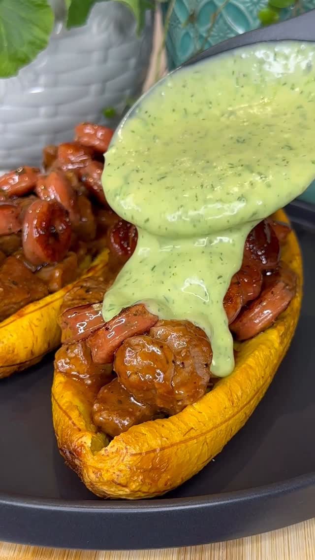 Stuffed Ripe Plantains with Beef, Chorizo, and Cheese