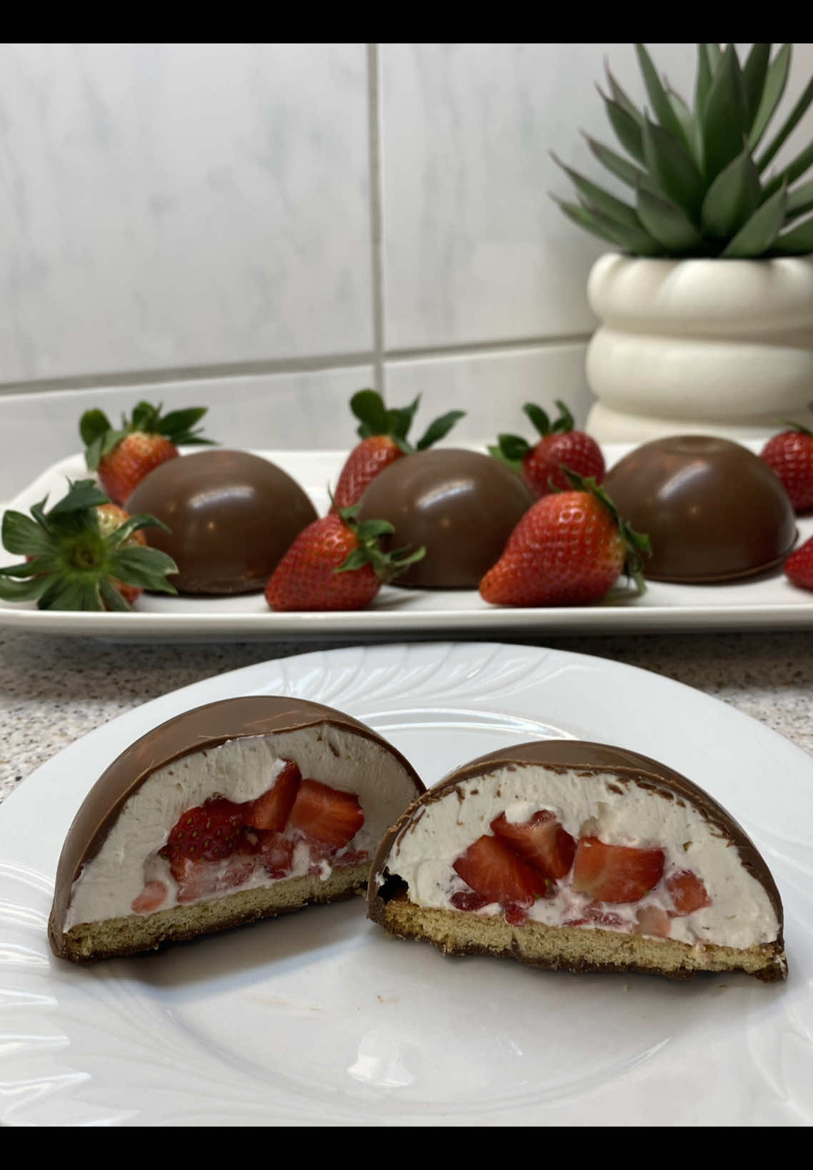 Chocolate Strawberry Cheesecake (No-Bake Semi-Spheres)