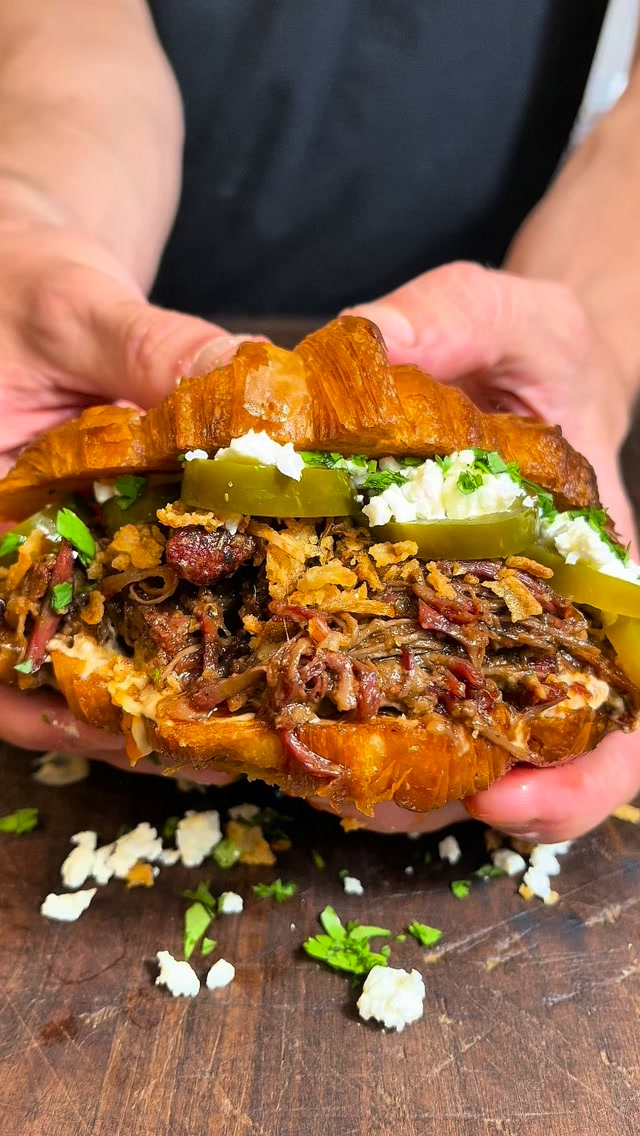Pulled Beef Sandwich on Croissants