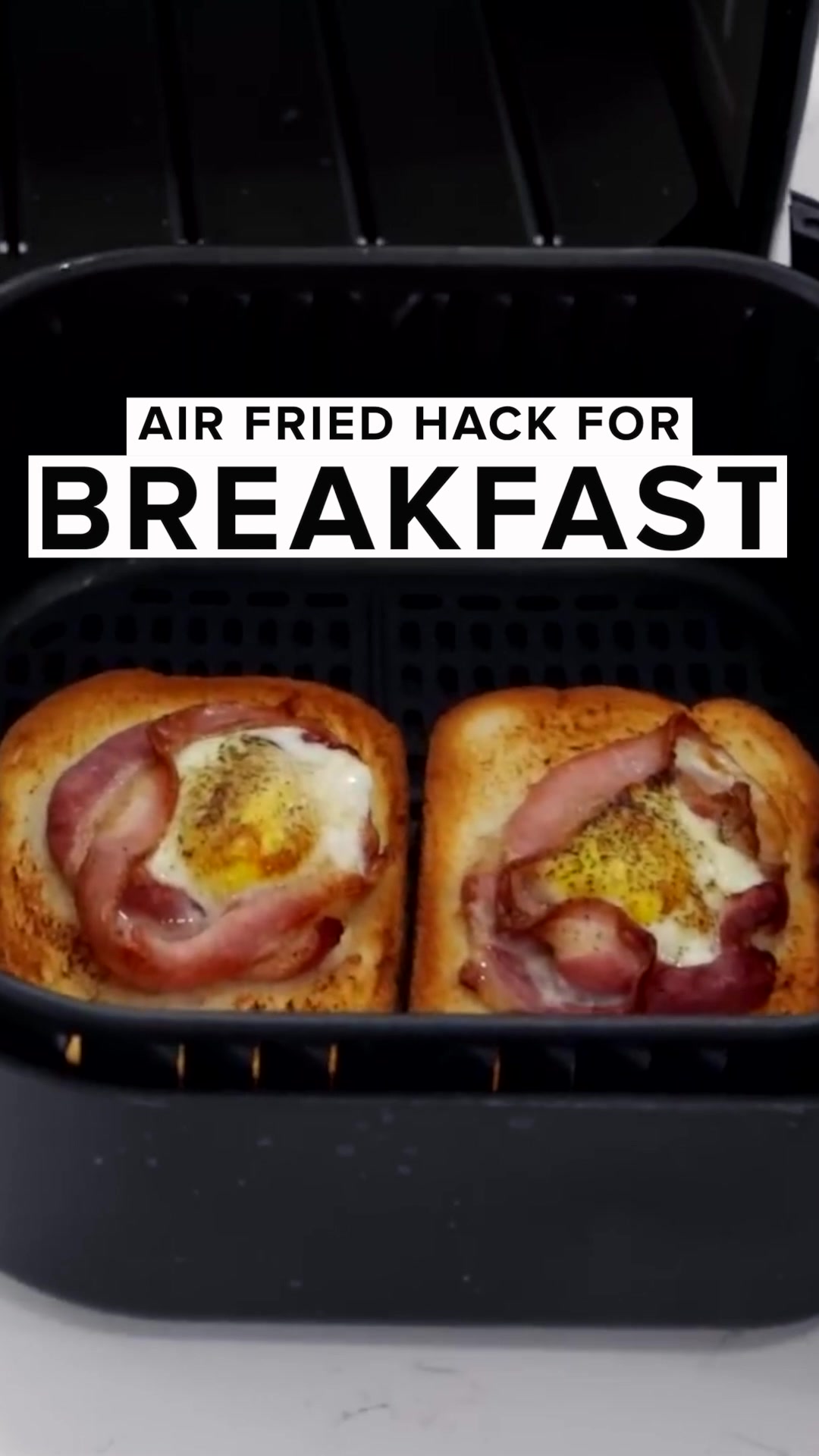 Air Fried Poached Egg & Crispy Bacon on Toast