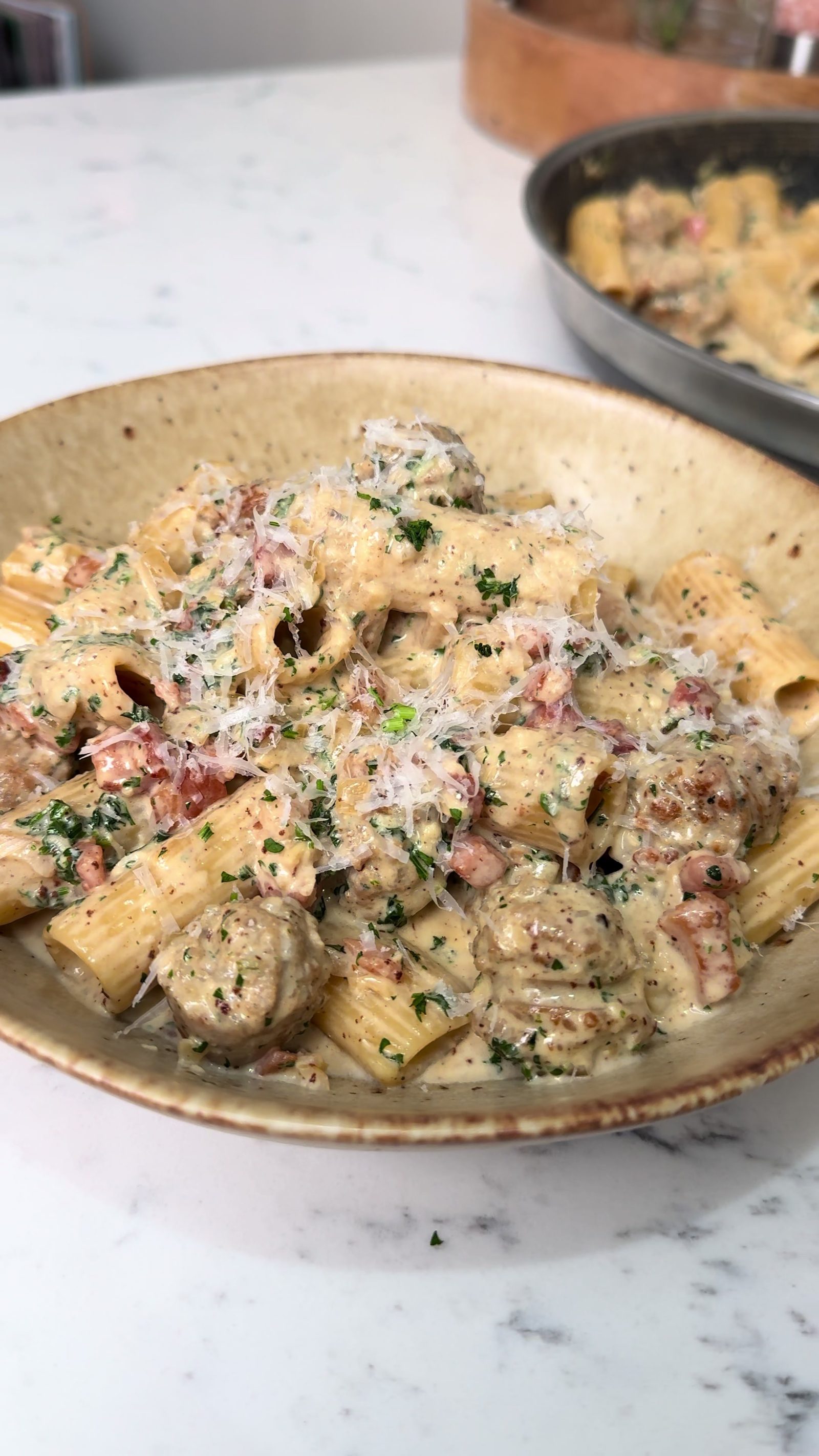 Creamy Sausage and Bacon Pasta