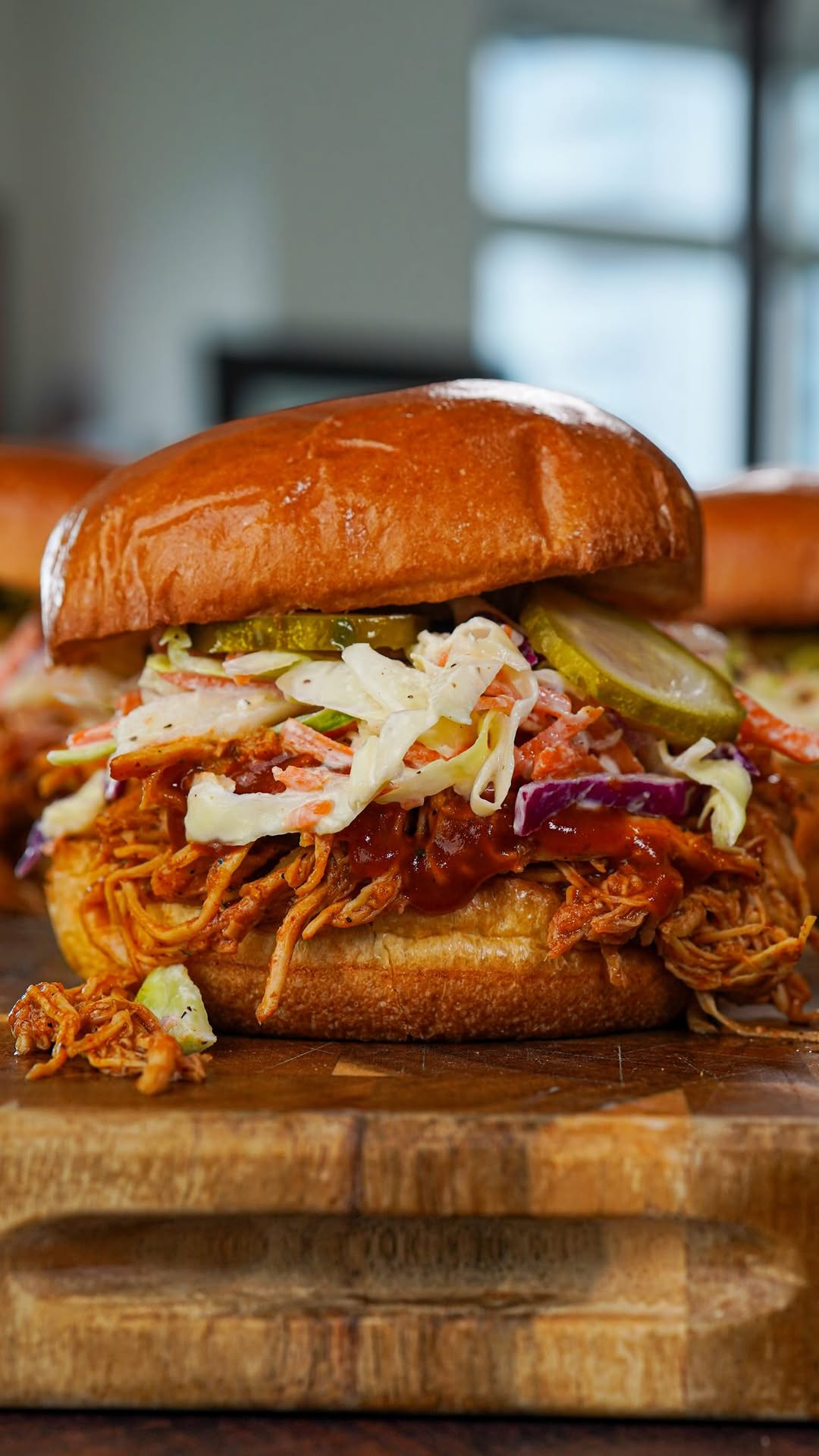 374-Cal Pulled BBQ Chicken Sandwiches with Tangy Crunch Slaw