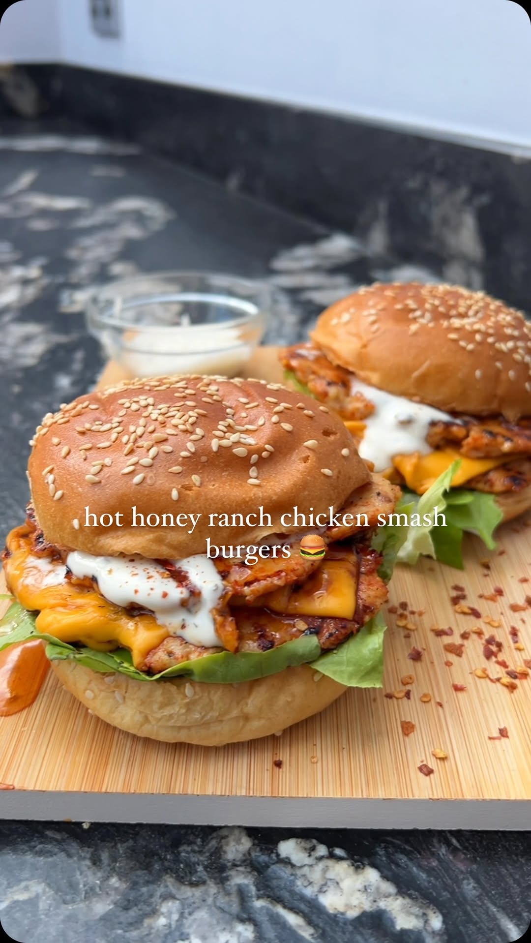 Hot Honey Ranch Chicken Smashburgers