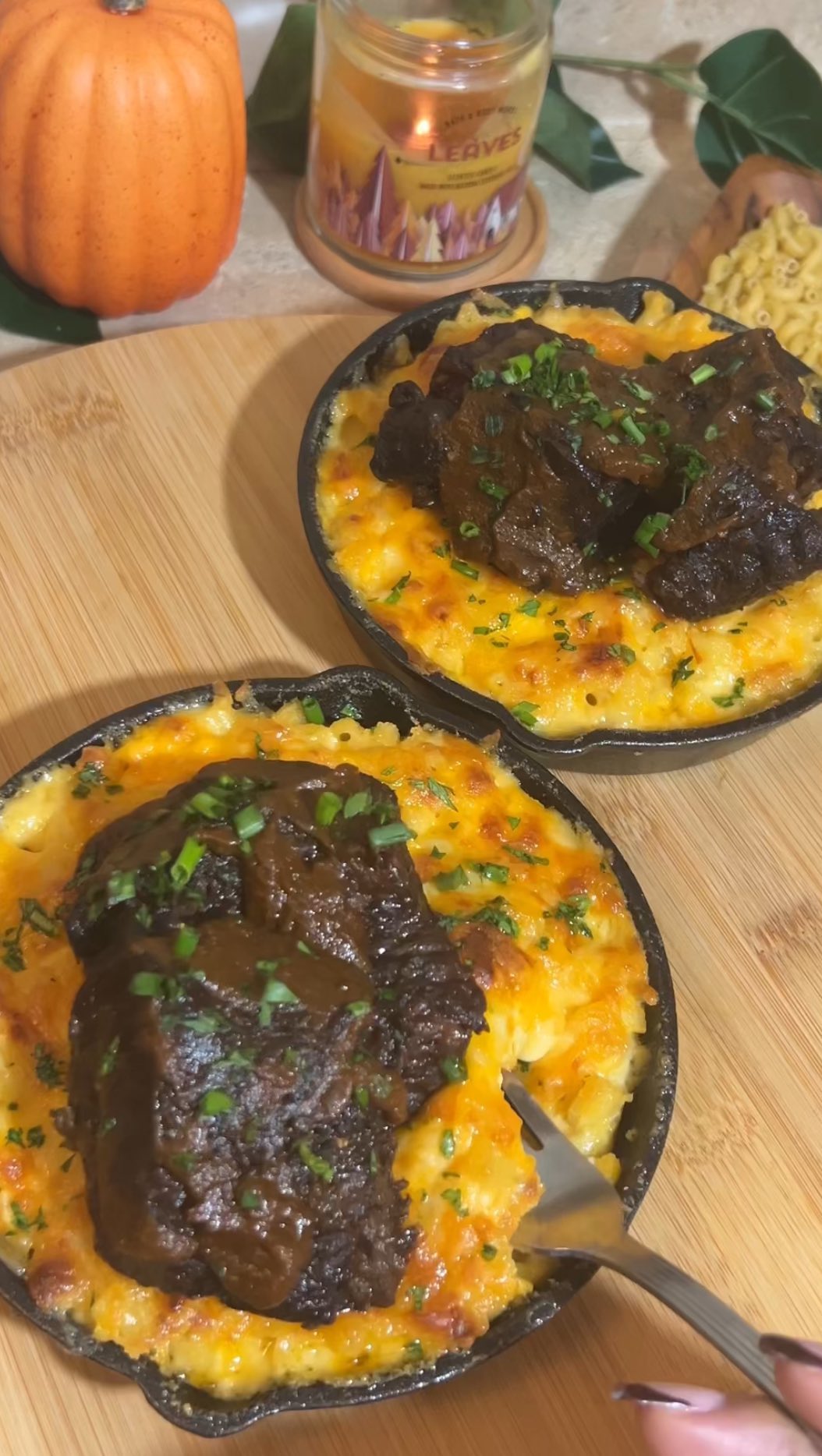 Braised Short Ribs Over Mac & Cheese