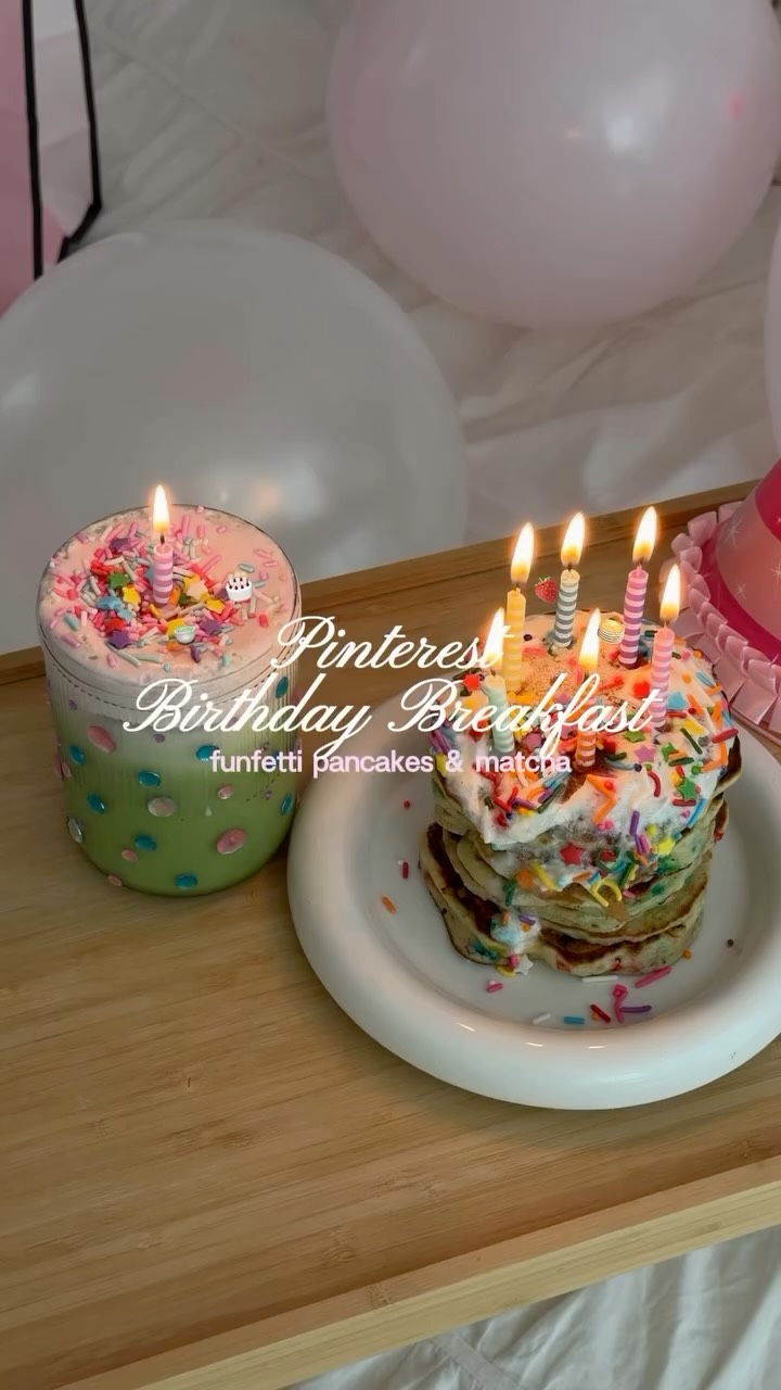 Pinterest Birthday Breakfast: Funfetti Pancakes & Cherry Cold Foam Matcha